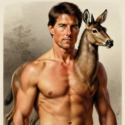 a centaur centaur centaur, chimera, tom cruise torso, majestic matte painting, by Beeple, Gustave Dore, Artstation, CGsociety, Tom Cruise