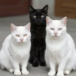 two cats, one is white and the other black
