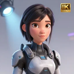 a 3 d concept art of a armed sci - if girl by pixar studio, beautiful face, ultra clear face, octane render, stage light, 8 k.
