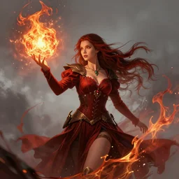 a sorceress casting a fire ball, LeraPI official splash art
