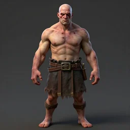 unattractive, bald and unsympathetic Human_fighter!, He has 6 scares on his face, and a bloodthirsty look in his eyes. full_body!!, dungeons and dragons portrait, highly detailed, digital painting, artstation, concept art, sharp focus, illustration, art by artgerm and greg rutkowski and alphonse mucha