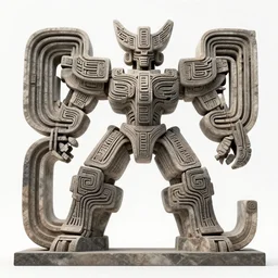 intricate abstract sculpture of mecha mayan abstract styles, horizontal design, large interconnecting curved lines