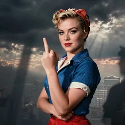 rosie the riveter with middle finger up