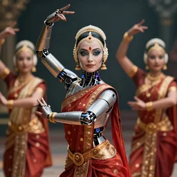 a stunning ultra detailed fantasy fine art portrait photo of a robot from ex machina movie dressed as a graceful indian classical dancer, by artgerm, karol bak and anna dittman, 2 4 mm lens, golden ratio composition, deep depth of field, perfect eyes and face, cyberpunk, soft lighting, artstation, 8 k