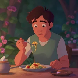the doe came to eat in the garden, medium shot, waist up, pixar and disney animation, sharp, rendered in unreal engine 5, anime key art by greg rutkowski, bloom, dramatic lighting