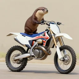 Otter riding a DRZ 400s, realism painting, 8k,  detailed,