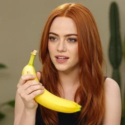 i just saw a banana that looks like emma stone, i will describe it : the banana look just like'emma stone. the girl who's famous on internet as the most beautiful woman in the world.