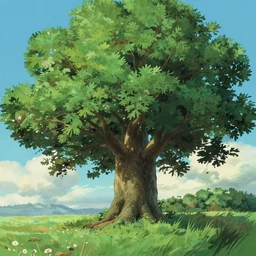 oak tree in the style of studio ghibli