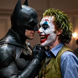 a batman beating joker's face, dark knight ( 2 0 0 8 )
