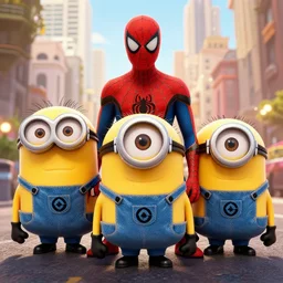 Spiderman no way home, but instead of 3 spidermans its 3 minions, HD