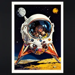 a 9 0 s poster for the moon landing, pop art
