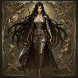 full body photograph of resident evil jill valentine with really long hair, deep focus, intricate, elegant, highly detailed, digital painting, artstation, concept art, matte, sharp focus, illustration, d & d, fantasy, hearthstone, art by artgerm and greg rutkowski and alphonse mucha