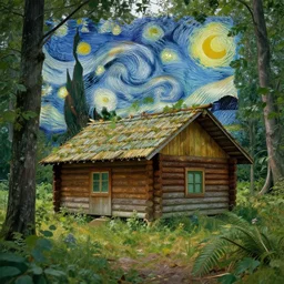 [ a log cabin in the forest ] [ van gogh ] [ 8 k ]
