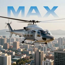 a shark helicopter above a city, photograph, imax