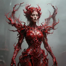 woman made of blood vanes, high detail, 8k, ornate, masterpiece, complex, haze, film still from the movie directed by Denis Villeneuve with art direction by Pablo Picasso and Greg rutkowski, Alex Gray