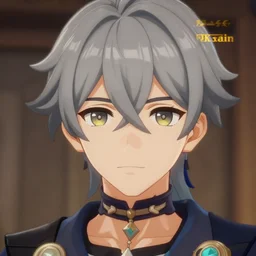gray - haired young guy, face anime portrait, genshin, very close shot, high distortion, 8 k
