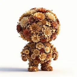 topiary shaped like a dried flower arrangement, stylized pixar-style 3d render, full body, isolated on a pure white background, centered, entire subject in frame, sharp focus, soft studio lighting