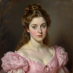 princess, brilliant pink ball gown, beautiful face, oil on canvas, artstation, stunning gorgeous green eyes, by j. c. leyendecker and edmund blair leighton and charlie bowater, beautiful face, octane, very aesthetic!!!!!!!!!!!!!!! stunning gorgeous green eyes