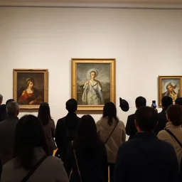 the audience is looking at the readymade in a museum