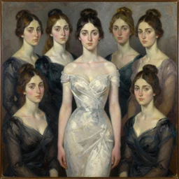 a portrait of an elegant lady, zero group painting