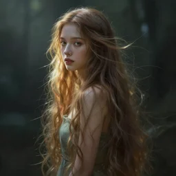 a fairy with very long hair. atmospheric lighting. highly detailed digital painting by ross tran.
