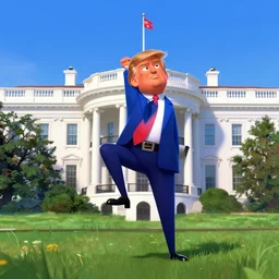 trump climbing the white house, disney movie poster, animation