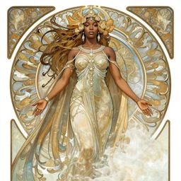 black african princess, cosmic, symmetric, highly detailed, concept art, heavenly, intricate, sharp focus, illustration, alexandros pyromallis, bouguereau, rutkowski, artgerm, alphonse mucha