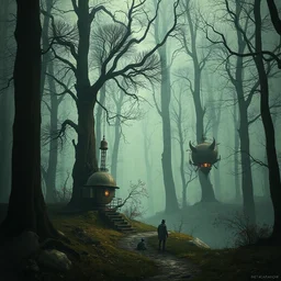 digital art machinarium artstaton forest steampunk melancholia
