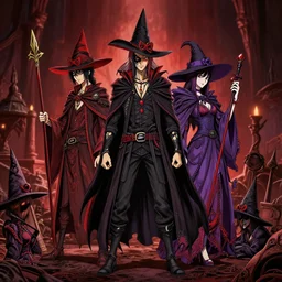 dramatic color photo of dadcore occult wizards and momcore witches on vacation, rich deep colors. masterpiece. intricate, very coherent symmetrical, cinematic, hyper realism, high detail, octane render, unreal engine, 8 k, smooth gradients, high contrast, depth of field. by katsuhiro otomo, full body character drawing, clean ink detailed line drawing, intricate detail, extremely detailed