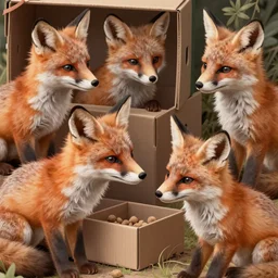 sanctuary of fox cubs near a box, magnificent, close up, details, sharp focus, elegant, highly detailed, illustration, by Jordan Grimmer and greg rutkowski and PiNe(パイネ) and 薯子Imoko and 香川悠作 and wlop and maya takamura, intricate, beautiful, Trending artstation, pixiv, digital Art
