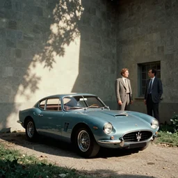 maserati tipo 1 5 1, cinematic 1 6 mm film, moebius and ralph mcquarrie and wes anderson film still, retro