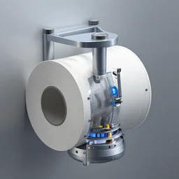 high tech nuclear powered toilet roll holder, scifi technical diagram cutaway view of detailed thermonuclear toilet device