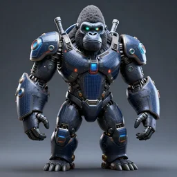a _ full _ body _ shot _ of _ an _ imposing _ cyborg mecha gorrila modeled _ after _ a _ futuristic solar punk technology mecha suit _ with _ glowing _ eyes _ with _ glowing _ eyes _ looking _ into _ the _ camera _ android _ cyborgglowin - h _ 9 4 0