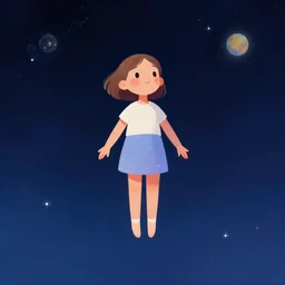 full body portrait of a young girl drifting away in space views from a distance, colorful, cute face by ilya kuvshinov, yoshinari yoh, makoto shinkai, katsura masakazu, dynamic pose, mads berg, ( kyoani ), rounded eyes, illustration, anime poster, anime visual, shading