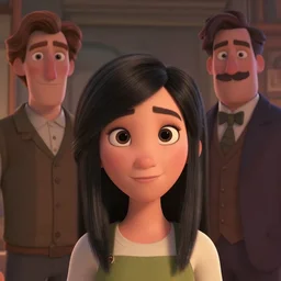 Lofi actress headshot, Pixar style by Tristan Eaton and Stanley Artgerm and Tom Bagshaw and Tim Burton