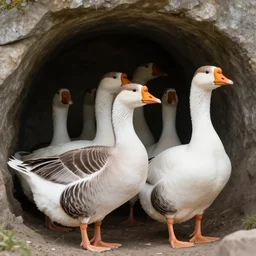 geese huddled in an underground cave, jasper ejsing