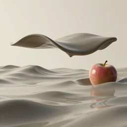 concept art landscape by james jean and bridget riley and apple, fluid simulation in houdini, simplified waves of paint suspended in oil, anti - gravity, glossy plastic, subsurface scattering, volumetric, natural muted tones, trending on artstation, rendered in octane, cgsociety