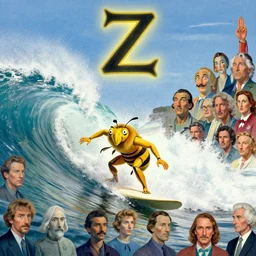 surfing a wave by beeple, zeta symbol in the sky, artgerm, dali, pennington, stella, mckie, alex grey, bluth, pranckevicius, graaf, chris moore, foglio, masson, aivazosky, lovecraft, despain, bonestell. symbolism surrealism