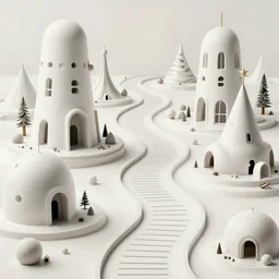 a matte painting of an impossible path winding through arctic dream worlds with surreal architecture designed by heironymous bosch, structures inspired by heironymous bosch's garden of earthly delights, surreal ice interiors by cyril rolando and asher durand and natalie shau, insanely detailed, whimsical, intricate, beguiling