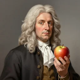 isaac newton holding an apple
