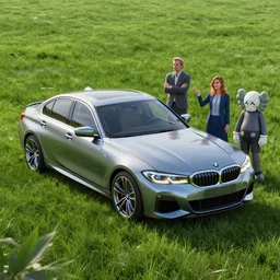 bmw automotive digital 3 d in unreal engine, by albert bierstadt, green grass, highly detailed, crystal lighting, hyperrealistic, 4 k, unreal engine, magical, by joe fenton, by greg rutkowski, by greg tocchini, by kaws, by kate beaton, by kaethe butcher