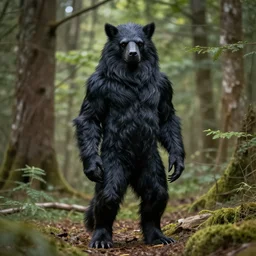 photograph of upright anthro werebeast man crow captured in the forest