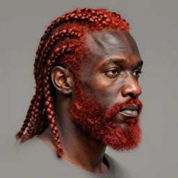 portrait djimon hounsou,braided beard, redhead, intricate, elegant, highly detailed, artstation, concept art, smooth, sharp focus, illustration, bouguereau, rutkowski, mucha