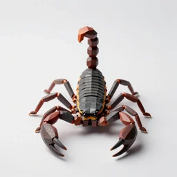 low-poly scorpion, studio photography, full body, isolated on a pure white background, centered, entire subject in frame, sharp focus, soft studio lighting