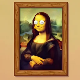 the mona lisa in the style of the simpsons