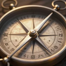 compass made of metal, closeup, runic symbols, greg rutkowski, rhads, ferdinand knab, makoto shinkai lois van baarle, ilya kuvshinov, rossdraws, tom bagshaw, global illumination, intricate, detailed, atmospheric lighting, golden hour