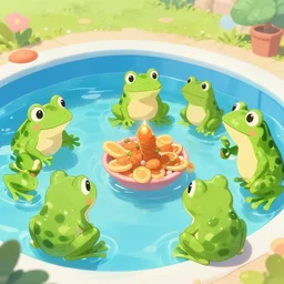 a poolparty for frogs