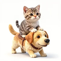 tiny cat riding a labrador, cat on top of dog, concept art, artstation, trending on Instagram, Twitter, intricate details