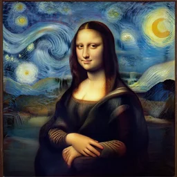 mona lisa in the style of starry nights