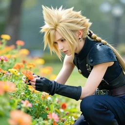 aerith gainsborough of final fantasy 7 picking flowers